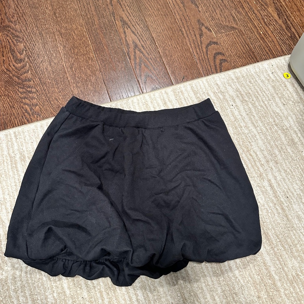 Cotton Black Bubble Skirt with built in shorts